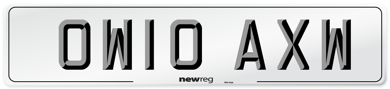OW10 AXW Number Plate from New Reg